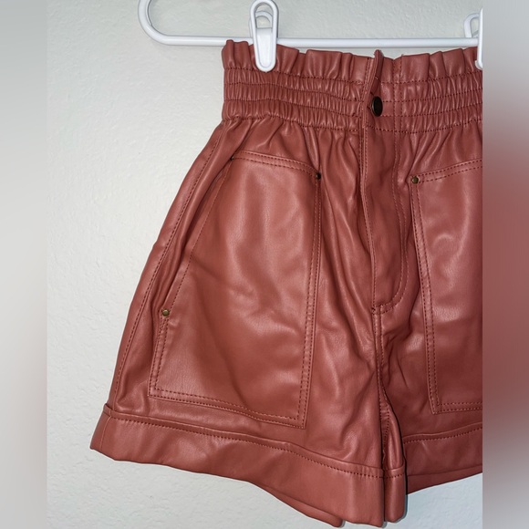 ZARA Faux Leather Paper Bag Style High Waisted Bermuda Shorts RN 77302 GUC - Picture 4 of 16